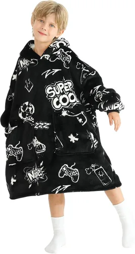 Miniatura 18 de Aemicion - Manta con capucha tipo sudadera tamaño grande, vellón Sherpa con mangas y bolsillo, unisex para adultos, ideal para hogar, oficina