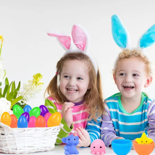 Miniatura 6 de 24 huevos de Pascua rellenos de juguetes esponjosos, rellenos de cesta de Pascua para niños y niñas, relleno de huevos de Pascua de plástico, cosas