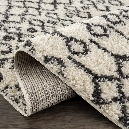 Miniatura 96 de Hauteloom, Duncans - Alfombra de estilo granja de pelo mullido para sala y dormitorio, con borlas - Beige, carbón, gris - 2 pies 7 pulgadas x 7 pies