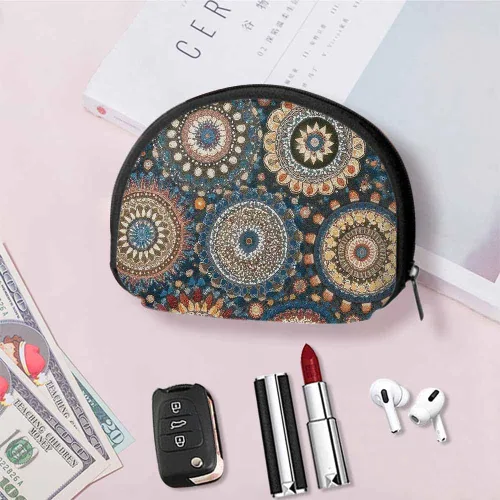 Miniatura 4 de IBILIU Monedero pequeño con diseño de manzanillas sobre fondo azul, mini, monedero, monedero, monedero, cambio, para mujeres y hombres, Moneda-002