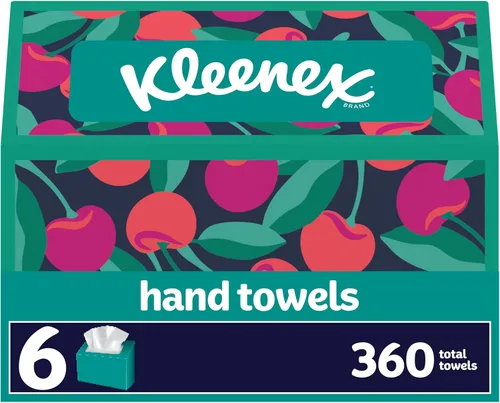 Kleenex Toallas de papel desechables para manos, 6 cajas, 60 toallas por caja (360 toallas en total), el empaque puede variar