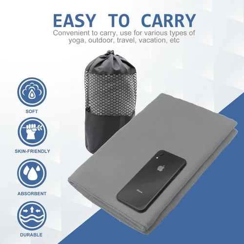 Miniatura 4 de Eunzel Toalla de yoga, toalla para esterilla de yoga caliente con puntos de agarre, absorbente de sudor, antideslizante, para yoga caliente, pilates
