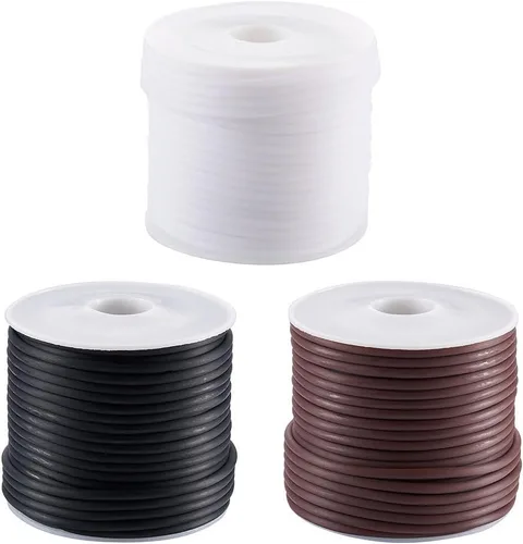 PH PandaHall RCOR-CD0001-02-Yilisi - 3 rollos de cuerdas de peluquero para tejer de goma, para sujetar puntadas, tubo hueco de 0.07 pulgadas, 3