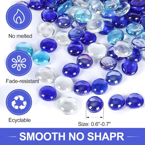 Miniatura 6 de Cuentas de vidrio de fuego de 20 libras para hoguera, rocas de vidrio para hoguera de 0.6 a 0.7 pulgadas, rocas de vidrio natural, propano o gas