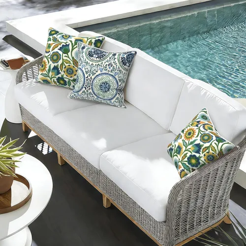 Miniatura 506 de Juego de 2 almohadas para exteriores de 16 x 16 pulgadas, repelentes al agua con interiores, para muebles de patio, hogar, jardín, geometría bohemia
