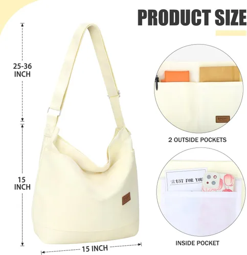 Miniatura 6 de Bolsa de lona duradera con diseño de bolsillo externo, aspecto elegante, correa de hombro ajustable..