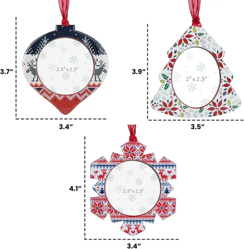 Miniatura 7 de GUOER Juego de 3 piezas de adornos de marcos de fotos de copo de nieve para árbol de Navidad, regalo conmemorativo navideño, decoración del hogar