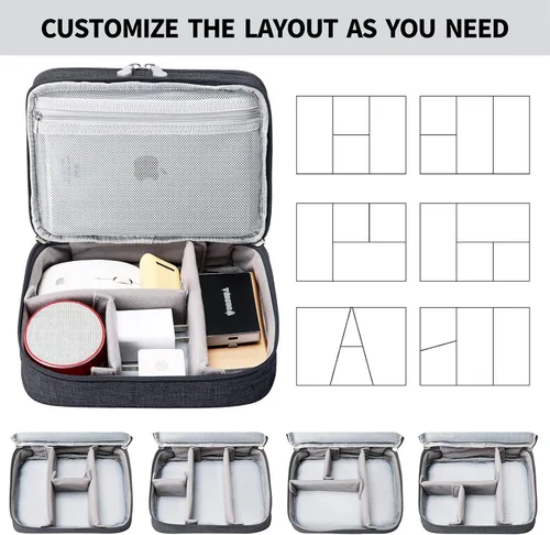 Miniatura 5 de MIRLEWAIY Estuche organizador de cables de viaje de doble capa, accesorios electrónicos, bolsa de transporte para cables de carga, adaptador USB