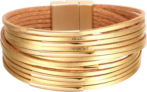Miniatura 3 de Fesciory - Pulseras envolventes de cuero para mujer, brazalete de cuentas de cristal de leopardo, bohemia, multicapa