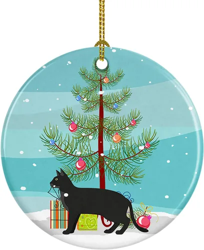 Miniatura 178 de Caroline's Treasures Adorno de cerámica con texto en inglés "Merry Christmas" para colgar en el árbol de Navidad, decoración para el hogar, Navidad