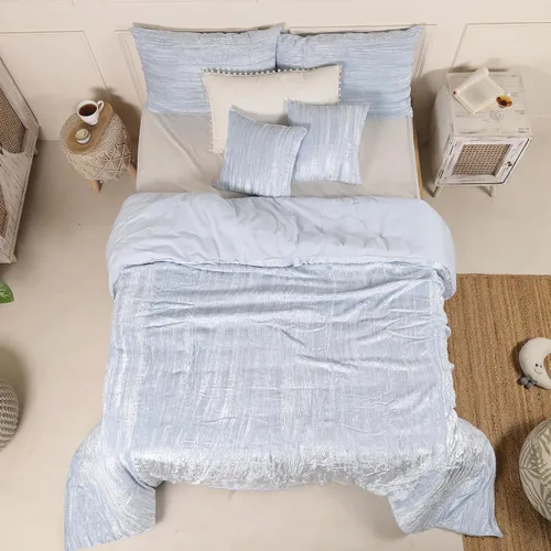 Miniatura 70 de Sophia-Art - Juego de 3 piezas de ropa de cama de terciopelo de rayón ultra lujo, funda de edredón boho de un solo color, funda de colcha