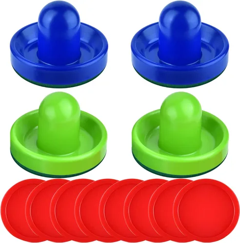 Miniatura 10 de Coopay Empujadores de hockey de aire y discos de hockey de aire rojo, asas de portería, accesorios de repuesto para mesas de juego