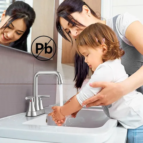 Miniatura 8 de Grifo para Lavabo de Baño, Hurran Grifos de Baño de Níquel Cepillado de 4 Pulgadas para Lavabo de 3 Agujeros con Desagüe Pop-up y Líneas