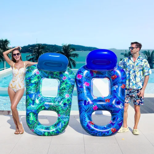 Miniatura 5 de FindUWill Sillas flotantes de piscina para adultos, paquete de 2 sillas flotantes grandes de 65 x 42 pulgadas, tumbona inflable para piscina