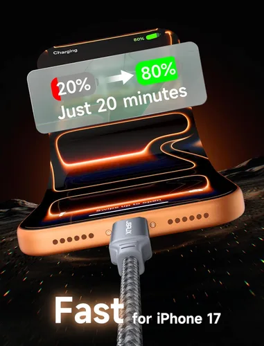 Miniatura 2 de JSAUX Cable USB C a USB C de 100 W [2 unidades de 6.6 pies], cable de carga rápida tipo C compatible con iPhone 17/iPhone Air/iPhone 17 Pro/iPhone
