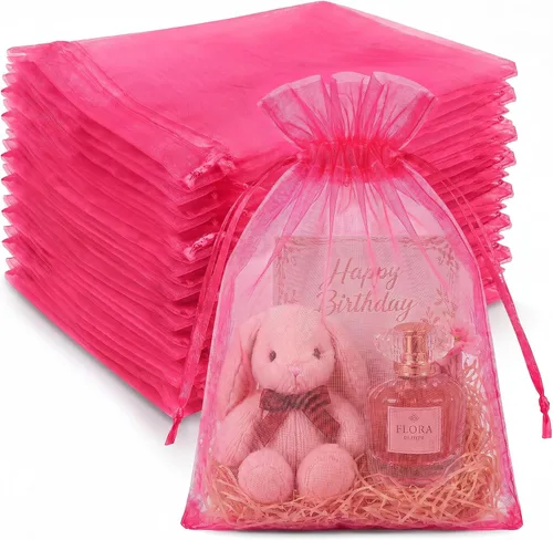 Miniatura 29 de Crweety 50 Piezas Bolsas de Organza Doradas de 3 x 4 Pulgadas, Pequeñas Bolsas de Regalo de Malla con Cordón para Favores de Boda, Despedida