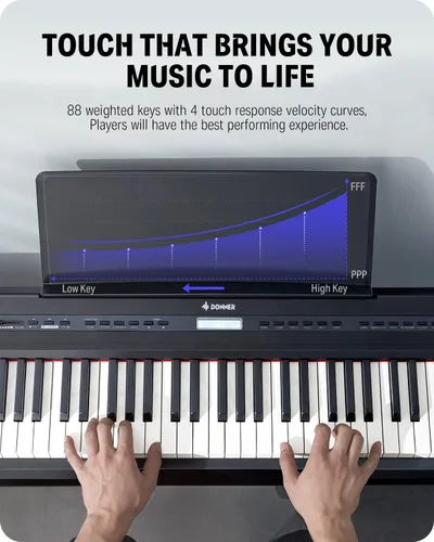 Miniatura 5 de Donner DEP-20 Piano digital para principiantes de 88 teclas, teclado ponderado de tamaño completo, piano eléctrico portátil con pedal