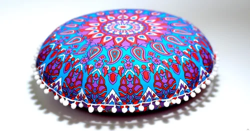 Miniatura 21 de CRAFT KALA Funda de Cojín de Suelo Redonda de 22" Mandala Boho para Sala de Meditación Asientos Pufs Funda para Sala de Estar Sala de Yoga Hogar