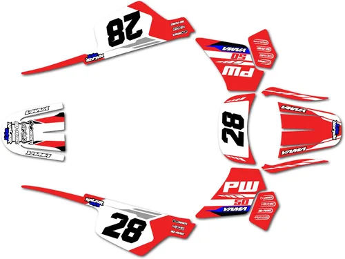 Miniatura 6 de Kit de gráficos para Yamaha PW 50 (1980-2023) Serie FACTORY Red-shift 09 Mil - Adhesivos para moto Dirt Pit Bike - Adhesivos de motocross