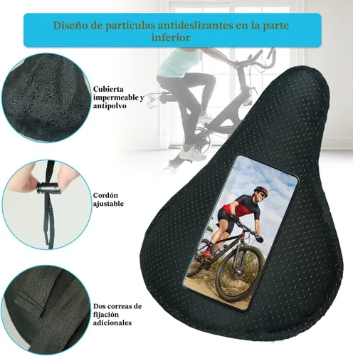 Miniatura 5 de Geronmine Funda de Asiento de Bicicleta de Gel Acolchada Cubiertas de Sillín de Bicicleta para Mujeres y Hombres, Funda de Cojín de Asiento de Negro