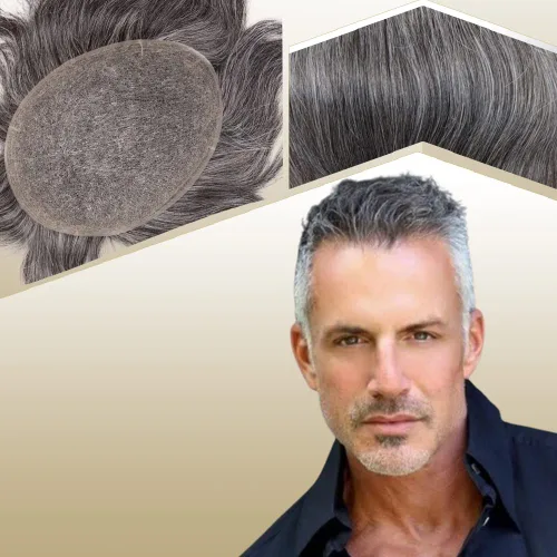 Miniatura 26 de Tupé de cabello humano europeo para hombres, suave encaje suizo completo, sistema de reemplazo de cabello, extensiones de cabello de 10 x 8 1B