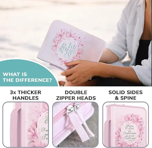 Miniatura 58 de DEHITE Funda para la Biblia para mujer, bolsas de transporte de la Biblia, tamaños medianos y grandes, ranuras para bolígrafos, tela de primera