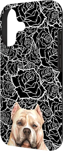 Miniatura 2 de American Bulldog Bully Dog Rose Flower Black White Pattern Case for iPhone 17