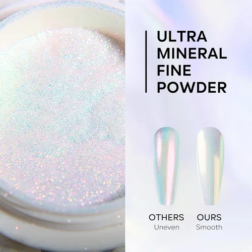 Miniatura 5 de Ownest 2 piezas de polvo de uñas cromado neón, pigmento de purpurina de uñas cromadas de unicornio, pigmento iridiscente en polvo Aurora para uñas
