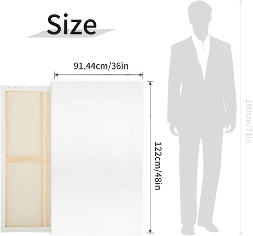 Miniatura 2 de Lienzos grandes para pintar, 36 x 48 pulgadas, paquete de 2 lienzos de pintura 100% algodón, quíntuple imprimado con triple imprimación, blanco