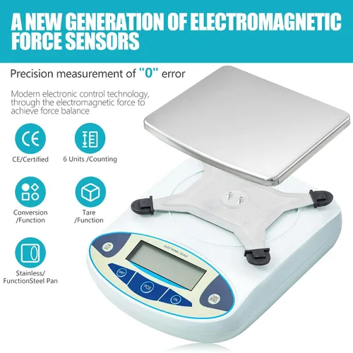 Miniatura 3 de Báscula de laboratorio de 3.53 oz x 0.00 oz, balanza analítica de alta precisión con parabrisas digital. Báscula electrónica de gramos