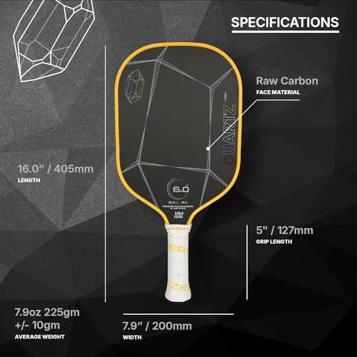 Miniatura 3 de Six Zero Quartz Pickleball Paddle - Affordable, Premium Construction, Raw Carbon Rosa