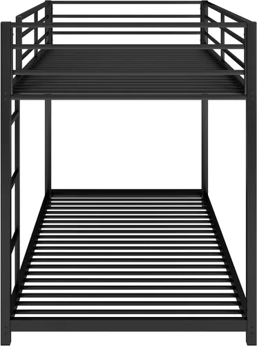 Miniatura 7 de Litera de metal individual sobre individual, litera baja resistente con barandillas de seguridad y escalera para niños, adolescentes y adultos,