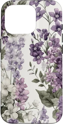 Miniatura 20 de Funda para iPhone XR White Violet Purple Lavender Lilac Floral con flores botánicas