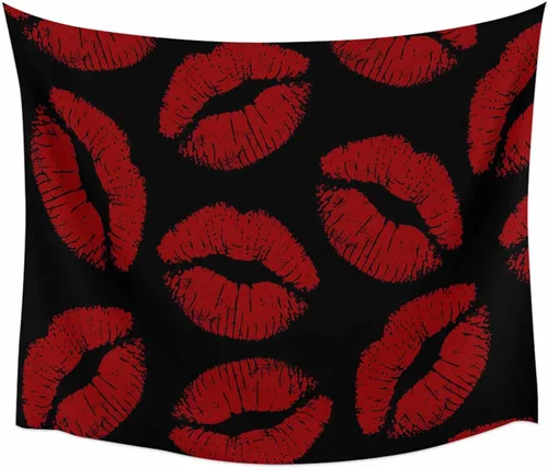Miniatura 3 de LooPoP Tapiz para colgar en la pared, tapices estéticos de labios rojos, tapiz negro sexy para dormitorio, sala de estar, dormitorio universitario