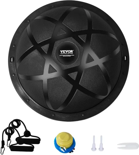 VEVOR Half Exercise Ball Trainer, 23/26 inch Balance Ball Trainer, 1500lbs Capacity Stability Ball, Yoga Ball with Resistance Bands & Foot Pump,