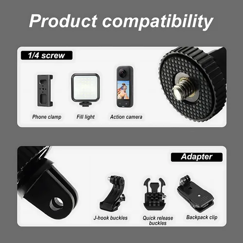 Miniatura 3 de Soporte de trípode de cámara para accesorio adaptador GoPro, 4 adaptadores de conversión de tornillo 1/4-20 para GoPro Hero12, Insta360 ONE Ace Pro