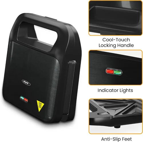 Miniatura 5 de Sunvivi Sandwich Maker Panini Press: waflera con placas extraíbles, prensa para sándwiches 3 en 1 con placas antiadherentes, luces indicadoras