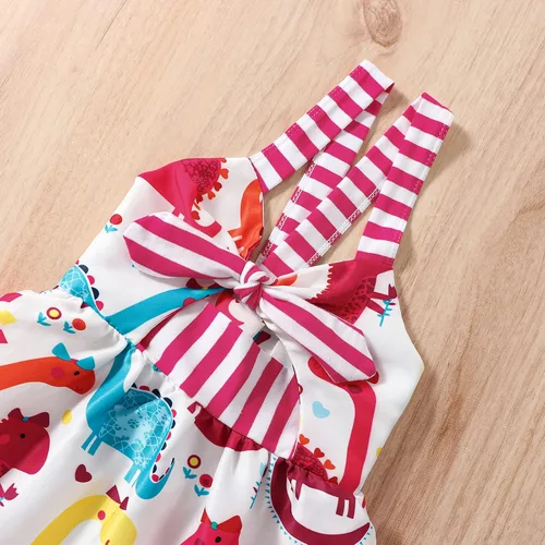 Miniatura 2 de Falda de verano para niñas pequeñas, con estampado de dinosaurio, sin mangas, correa sin espalda, vestido de 1 a 6 años