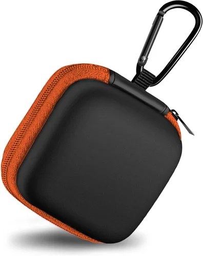 Miniatura 28 de Estuche cuadrado para auriculares, bolsa de almacenamiento portátil de EVA, organizador de accesorios para teléfono celular con mosquetón