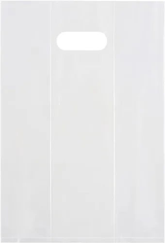 Krodtige 100 bolsas de plástico transparentes de 8 x 12 pulgadas con asas troqueladas y refuerzo, asas troqueladas de 2 mil de grosor, perfectas