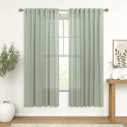 Miniatura 31 de KOUFALL Cortinas transparentes de lino de 90 pulgadas, cortinas para Sala Modernas 2025 De Lino Elegantes, cortinas personalizadas con pestaña