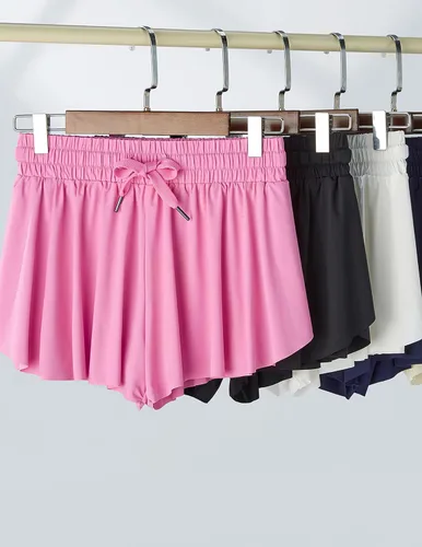 Miniatura 95 de Paquete de 3 pantalones cortos fluidos para niñas con forro de elastano, 2 en 1, faldas de mariposa para jóvenes, para fitness, correr, deportes