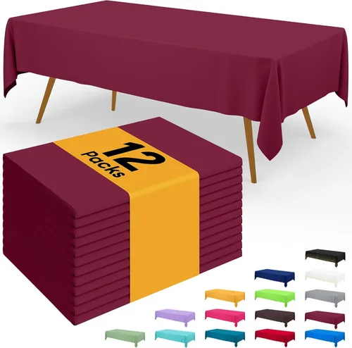 Miniatura 12 de Smiry - Juego de 6 manteles desechables, 54 x 78 pulgadas, manteles impermeables rectangulares para fiestas, cubierta de mesa de plástico