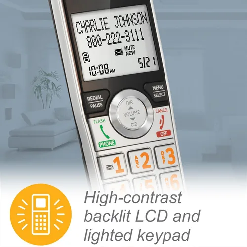 Miniatura 5 de Teléfono inalámbrico expandible DECT 6.0 con sistema de respuesta y bloqueador inteligente de llamadas de AT&T CL82207, Plateado/Negro