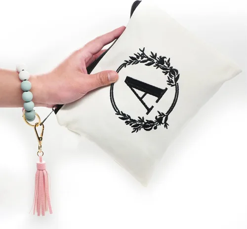 Miniatura 5 de Bolsa de cosméticos con combinación de letras bordadas, bolsa de regalo personalizada, adecuada para bodas, cumpleaños, vacaciones, es un gran