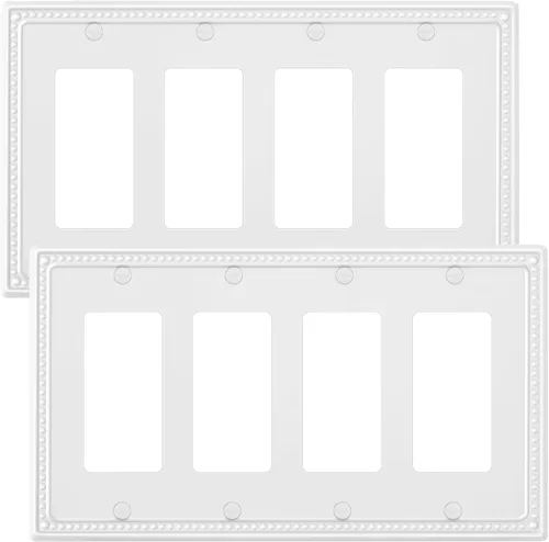 Miniatura 65 de Paquete de 4 placas de cubierta para interruptor de luz de palanca individual, cubiertas decorativas de perlas, placa de pared de metal almendra
