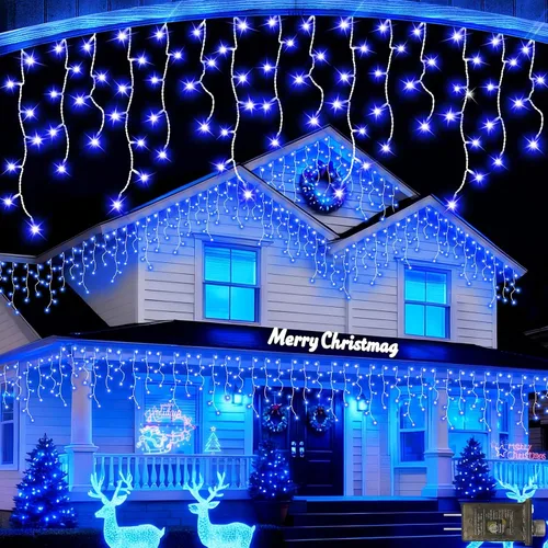 Miniatura 8 de JXLEDAYY Luces de Navidad superlargas de 1280 luces LED de 131 pies con 240 caídas, enchufables, con 8 modos de decoración de Navidad, para Multi