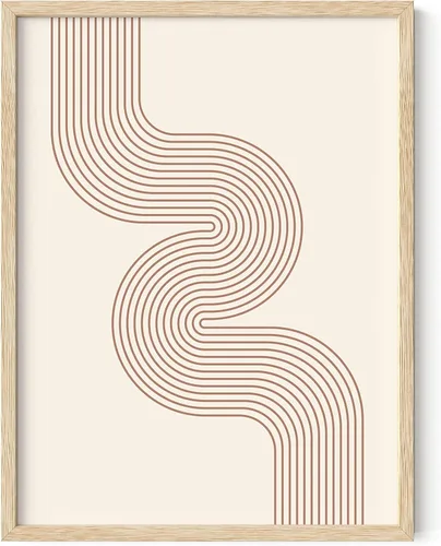 Miniatura 63 de HAUS AND HUES Impresión artística neutra para pared, decoración bohemia de mediados de siglo, arte lineal y diseño geométrico, semicírculo negro