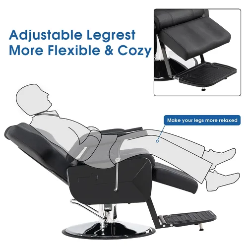 Miniatura 8 de BarberPub Silla de peluquería reclinable hidráulica resistente clásica moderna y resistente, multiusos para salón de belleza, spa, barbería,