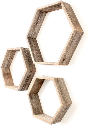 BarnwoodUSA - Estantería de madera para colgar 100 % madera reciclada Gris natural desgastado.